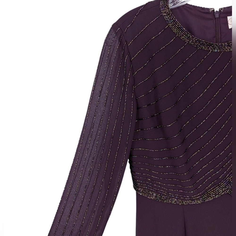 Cameron Blake by Mon Cheri Formal Long Dress Beaded Mother of the Bride Purple 6 - Picture 3 of 9
